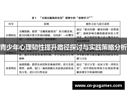 青少年心理韧性提升路径探讨与实践策略分析